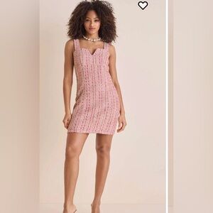 Venus Pink Tweed sequins Women's Mini Dress
